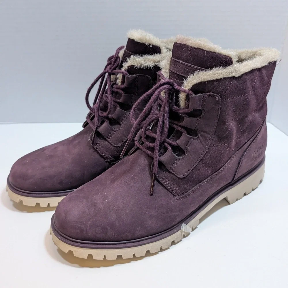 Helly‎ Hansen Vega Winter Boots Waterproof Suede Nubuck Leather Womens 8 Purple
